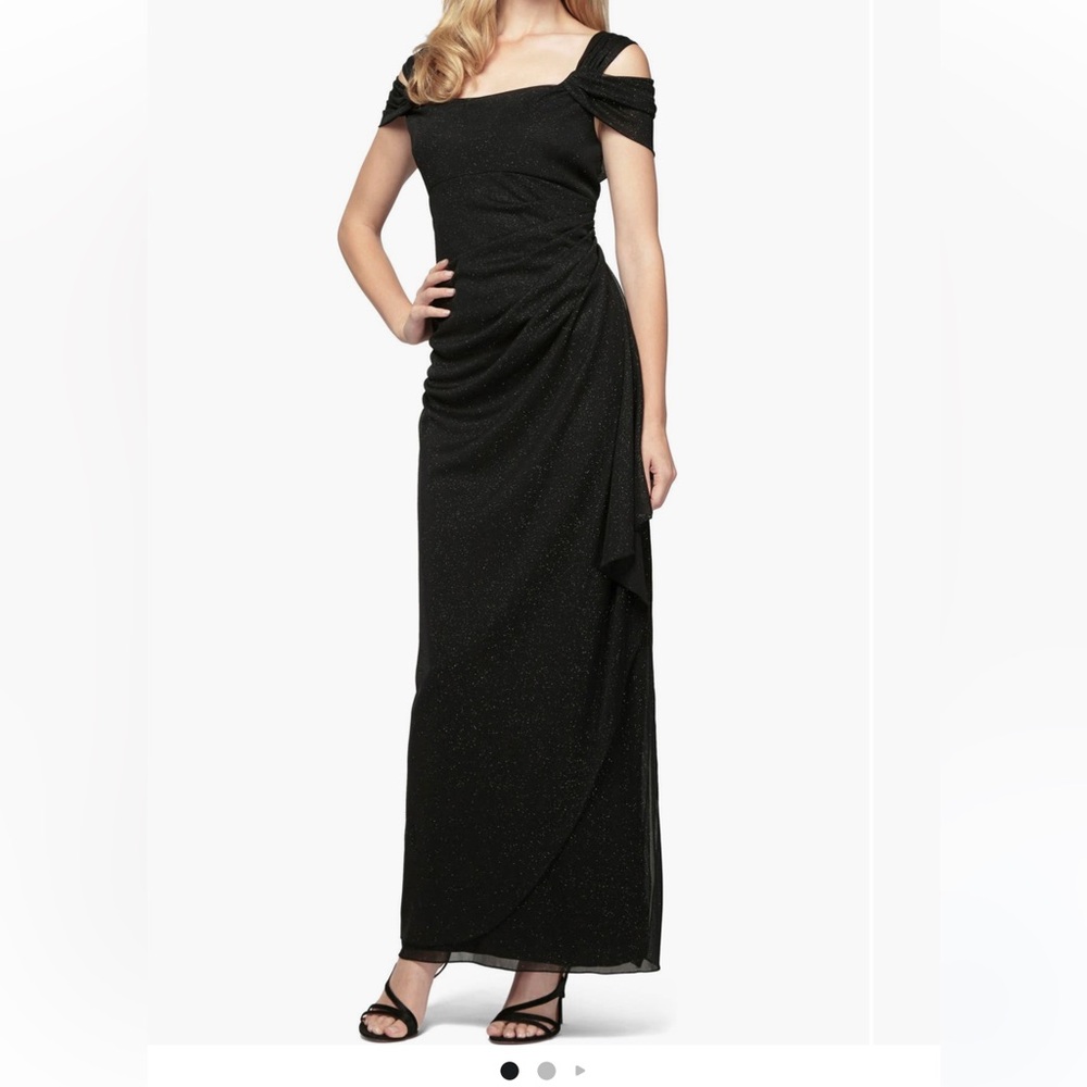 Alex Evenings Black Cocktail Formal Dress Gown 6P Black Tie Wedding Guest EUC